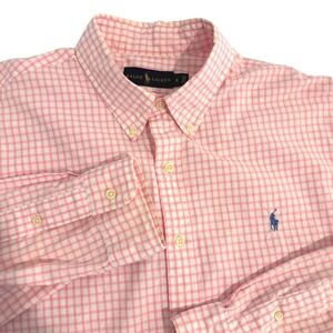 Ralph Lauren Bubble Gum Pink Gingham Shirt Men XL Button Down Long Sleeve Preppy